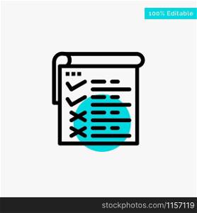 Checklist, Testing, Report, Qa turquoise highlight circle point Vector icon