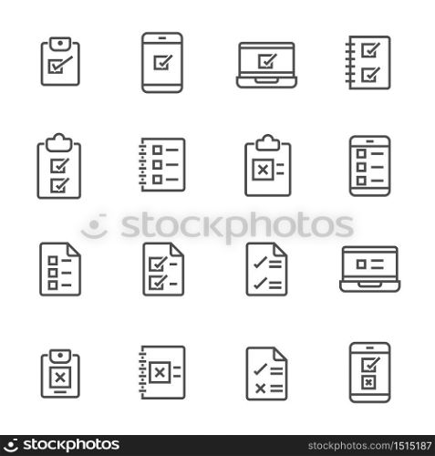checklist, to do list simple line icons set vector illustration