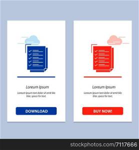 Checklist, To Do List, Work Task, Notepad Blue and Red Download and Buy Now web Widget Card Template