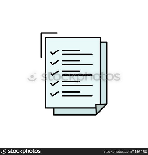 Checklist, To Do List, Work Task, Notepad Flat Color Icon. Vector icon banner Template