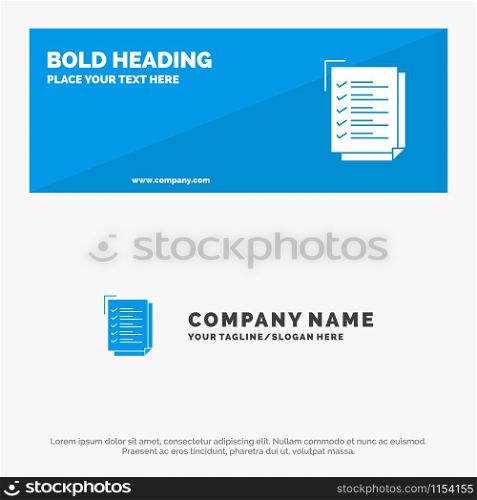 Checklist, To Do List, Work Task, Notepad SOlid Icon Website Banner and Business Logo Template