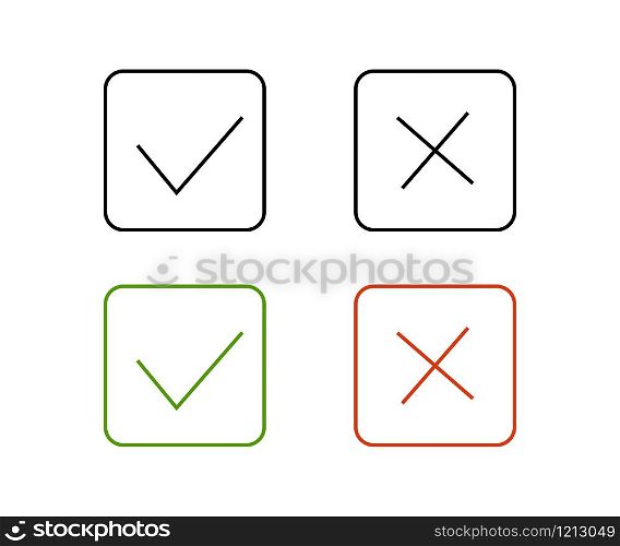 checkmark and cross set isolated icons in flat style, vector illustration. checkmark and cross set isolated icons in flat style, vector