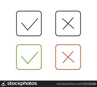checkmark and cross set isolated icons in flat style, vector illustration. checkmark and cross set isolated icons in flat style, vector