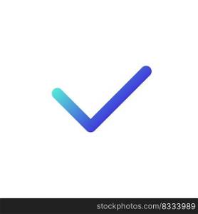Checkmark pixel perfect gradient linear ui icon. Send message. Unread status. Online communication. Line color user interface symbol. Modern style pictogram. Vector isolated outline illustration. Checkmark pixel perfect gradient linear ui icon