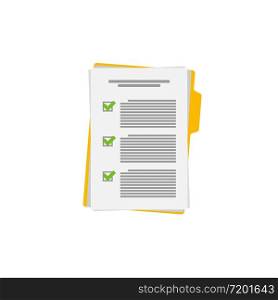 Checkmark with file icon vector isolated. Flat graphic design. Illustration isolated vector