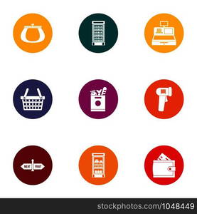 Checkout icons set. Flat set of 9 checkout vector icons for web isolated on white background. Checkout icons set, flat style