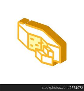 cheddar cheese isometric icon vector. cheddar cheese sign. isolated symbol illustration. cheddar cheese isometric icon vector illustration