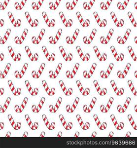 Cheerful candy cane on white background seamless Vector Image