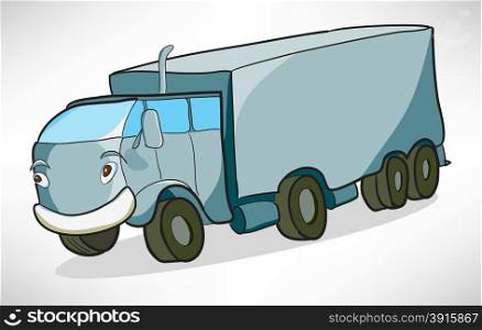 Cheerful cartoon truck wagon