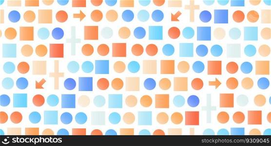 Cheerful color orange and blue of Circle bubble square gradient seamless pattern. Circle bubble square gradient seamless pattern
