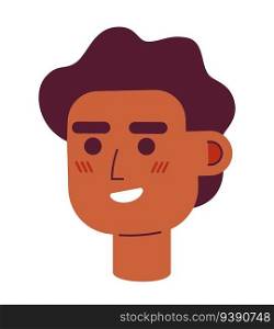 Cheerful handsome young man semi flat vector character head. Editable cartoon avatar icon. Happy entrepreneur. Face emotion. Colorful spot illustration for web graphic design, animation. Cheerful handsome young man semi flat vector character head
