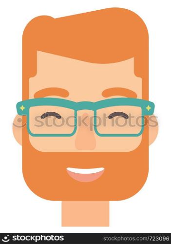 Cheerful man experiencing euphoria vector flat design illustration isolated on white background. Vertical layout.. Cheerful man experiencing euphoria.