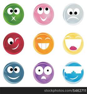 Cheerful smiles. Kind and malicious smiles of different colours. A vector illustration