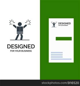 Cheerleader, Cheerleading, Encourage, Fan Grey Logo Design and Business Card Template