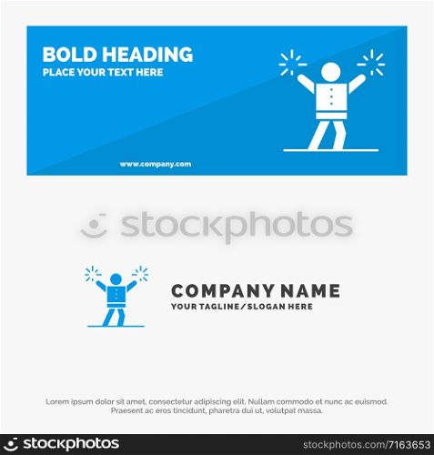 Cheerleader, Cheerleading, Encourage, Fan SOlid Icon Website Banner and Business Logo Template