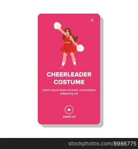 cheerleader costume vector. team cheer, cheerful group, college girl, happy school, sport pom cheerleader costume web flat cartoon illustration. cheerleader costume vector