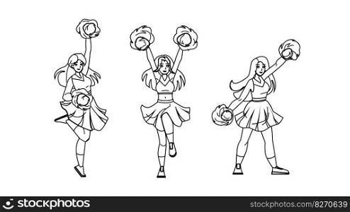 cheerleader girl vector. female school, sport pom, dance team, cheerful leader, dancer cheerleader girl character. people Illustration. cheerleader girl vector