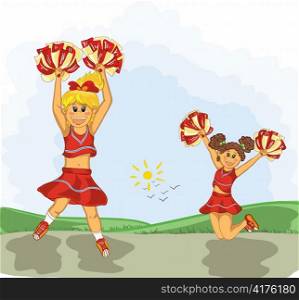 cheerleaders vector illustration