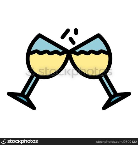 Cheers glasses icon outline vector. Food shop. Work meal color flat. Cheers glasses icon vector flat