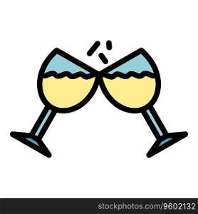 Cheers glasses icon outline vector. Food shop. Work meal color flat. Cheers glasses icon vector flat