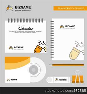 Cheers Logo, Calendar Template, CD Cover, Diary and USB Brand Stationary Package Design Vector Template
