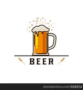 Cheers mate. Glass of beer isolated vector illustration, minimal design. Lager beer icon on white background. Drink beer with your friends. Good for pub menu illustration. Cold beverage on a hot day.