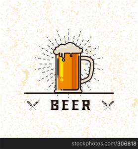 Cheers mate. Glass of beer isolated vector illustration, minimal design. Lager beer icon on white background. Drink beer with your friends. Good for pub menu illustration. Cold beverage on a hot day.