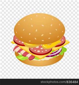 Cheesburger icon. Isometric of cheesburger vector icon for on transparent background. Cheesburger icon, isometric style