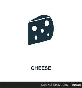 Cheese creative icon. Simple element illustration. Cheese concept symbol design from meal collection. Can be used for mobile and web design, apps, software, print.. Cheese icon. Monochrome style icon design from meal icon collection. UI. Illustration of cheese icon. Pictogram isolated on white. Ready to use in web design, apps, software, print.