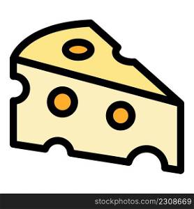Cheese dairy slice icon. Outline cheese dairy slice vector icon color flat isolated. Cheese dairy slice icon color outline vector
