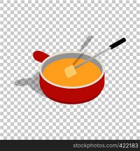 Cheese fondue isometric icon 3d on a transparent background vector illustration. Cheese fondue isometric icon