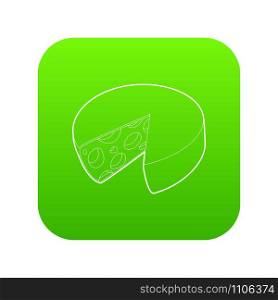 Cheese icon green vector isolated on white background. Cheese icon green vector