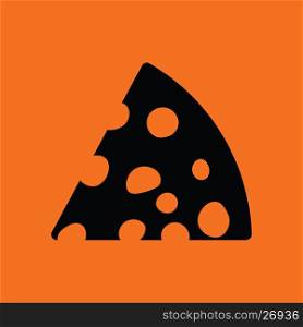 Cheese icon. Orange background with black. Vector illustration.