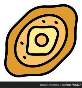 Cheese khachapuri icon outline vector. Bread food. Cuisine meal color flat. Cheese khachapuri icon vector flat