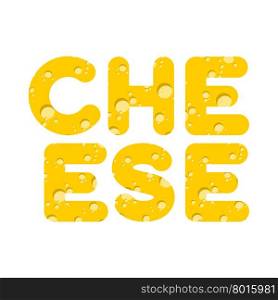 Cheese. Letters of yellow cheese texture. Vector illustration
