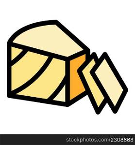 Cheese portion icon. Outline cheese portion vector icon color flat isolated. Cheese portion icon color outline vector