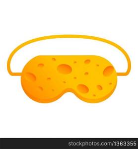 Cheese print sleeping mask icon. Cartoon of cheese print sleeping mask vector icon for web design isolated on white background. Cheese print sleeping mask icon, cartoon style