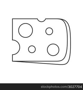 Cheese slice icon in black flat outline design.. Cheese slice icon in black flat outline design