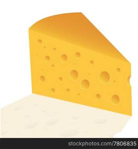 cheese with holes slice on white background