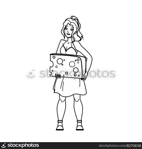 cheese woman vector. food healthy, adult fresh, meal female, person cut, delicious gourmet cheese woman character. people Illustration. cheese woman vector