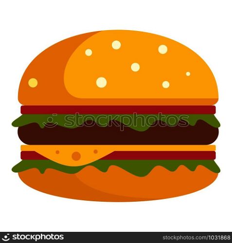 Cheeseburger icon. Flat illustration of cheeseburger vector icon for web design. Cheeseburger icon, flat style