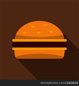 Cheeseburger icon. Flat illustration of cheeseburger vector icon for web on coffee background. Cheeseburger icon, flat style