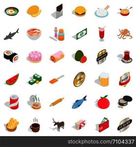 Cheeseburger icons set. Isometric style of 36 cheeseburger vector icons for web isolated on white background. Cheeseburger icons set, isometric style