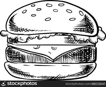 Cheeseburger with beef vegetables and cheese vector image