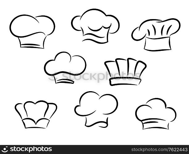 Chef and cook hats set isolated on white background