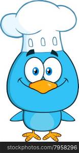 Chef Blue Bird Cartoon Character. Illustration Isolated On White
