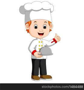 chef boy holding plate dish