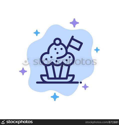 Chef, Chef Hat, Cooker, Cooker Hat, Flag Blue Icon on Abstract Cloud Background