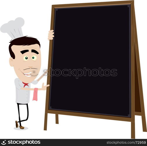 Chef Cook Holding A Blackboard. Illustration of a young chef cook holding a blackboard to put your message in