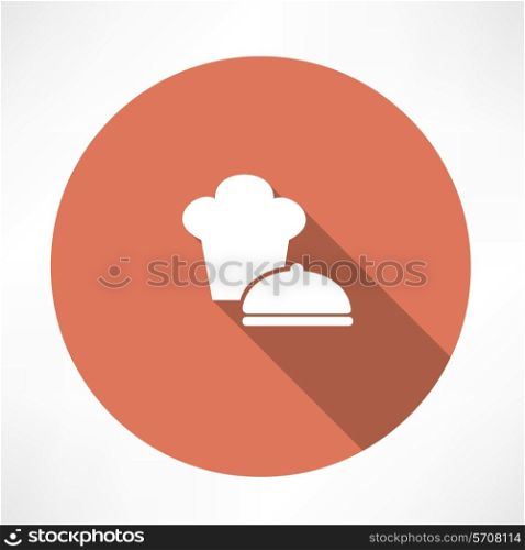 Chef hat and saucepan icon. Flat modern style vector illustration